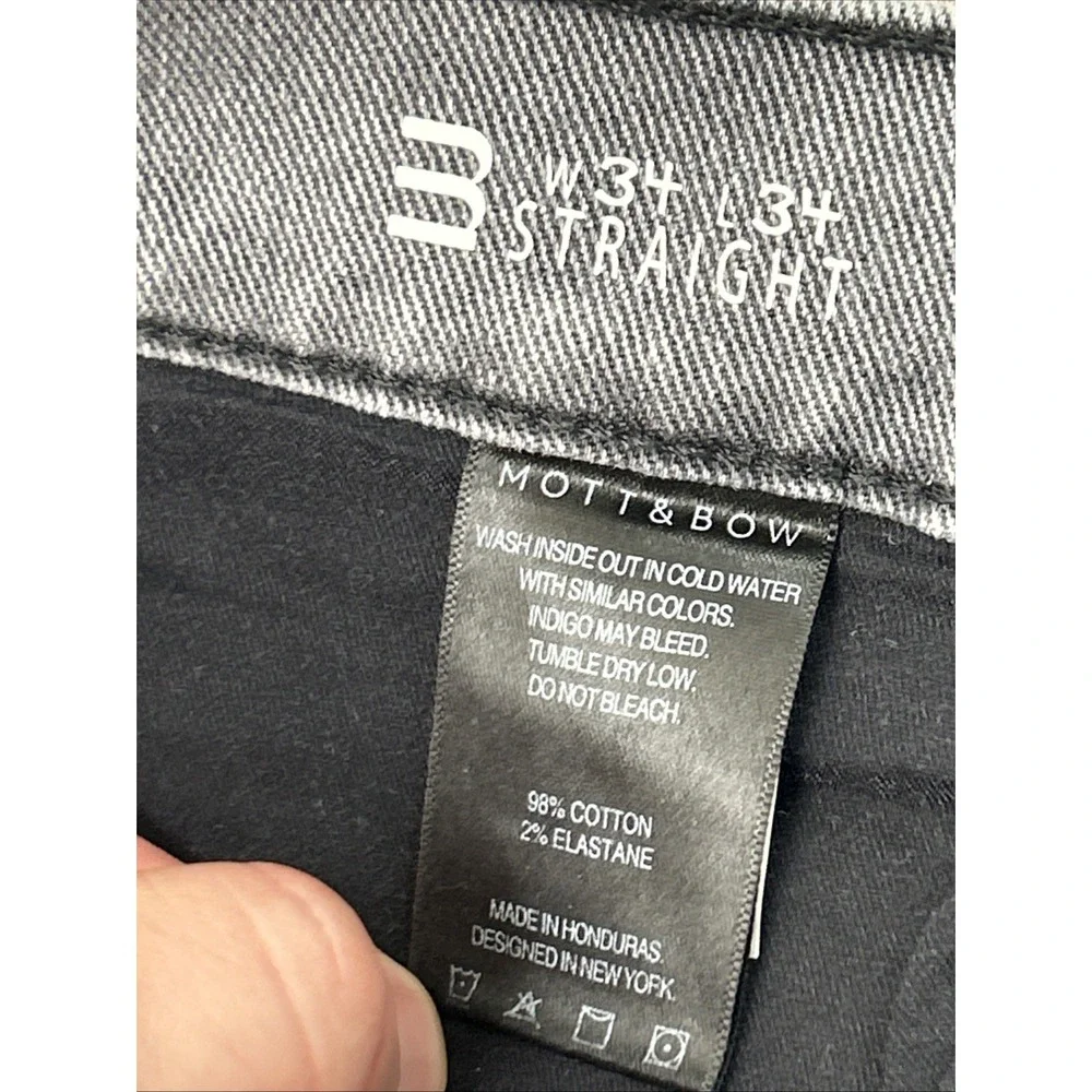 Mott And Bow Stone Gray Mens Jeans Size 34x34 Straight Fit Cotton Stretch